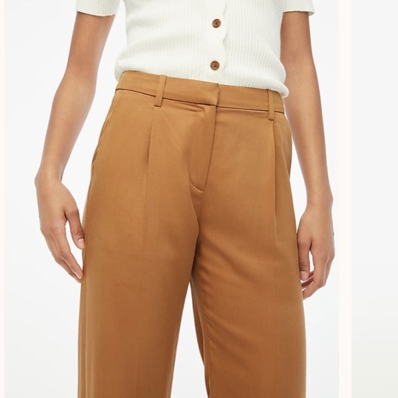 J crew Wide-leg pleated twill trouser pant warm brandy - Picture 2 of 4